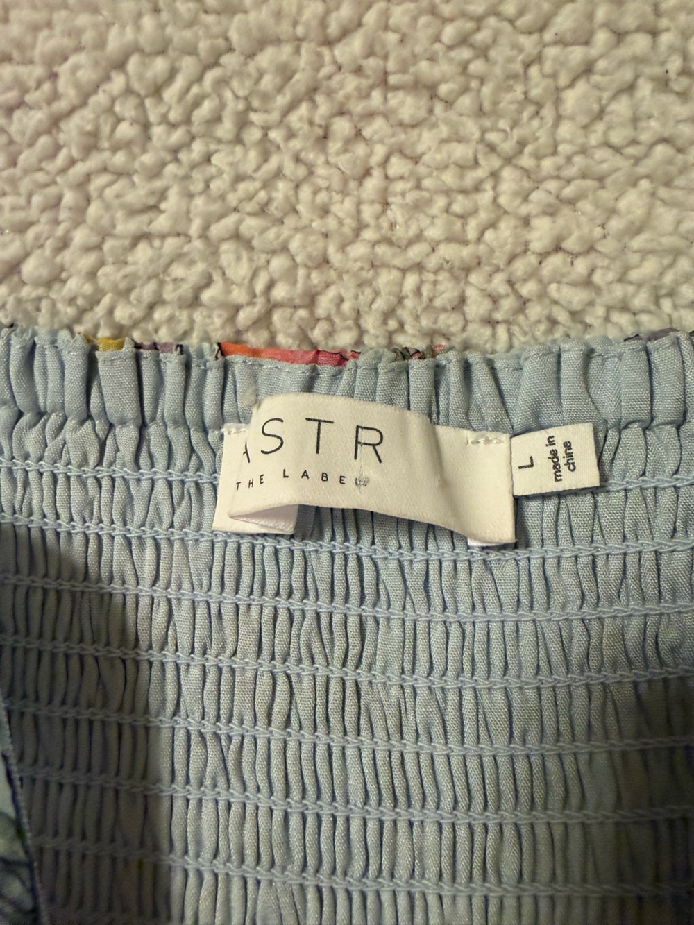 ASTR the Label Floral Off the Shoulder Midi Dress Blue Multi Tropical - Picture 8 of 12